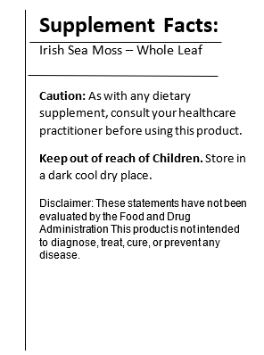 Whole Leaf Irish SeaMoss 4 Oz | Raw Superfood (SeaMoss) Black Vegan Shop