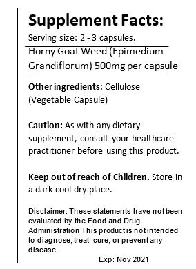 Horny Goat Weed 10:1 Extract Capsules Black Vegan Shop