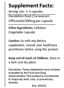 Dandelion Root Capsules (Kidney Health) Black Vegan Shop