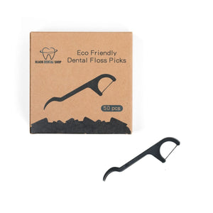 Charcoal Flosser Picks with Peppermint Burst (50pcs) - Clean and Refresh Your Smile 🌿🦷❄️